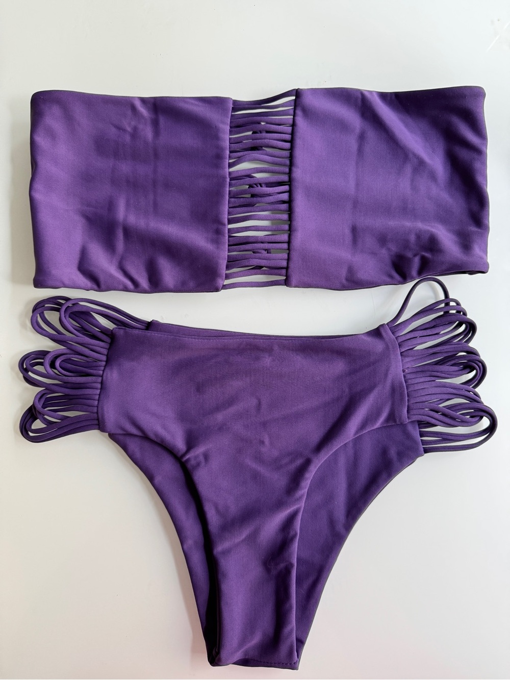 MIKOH Sunset Velzyland Strappy Bandeau Bikini Set Purple L